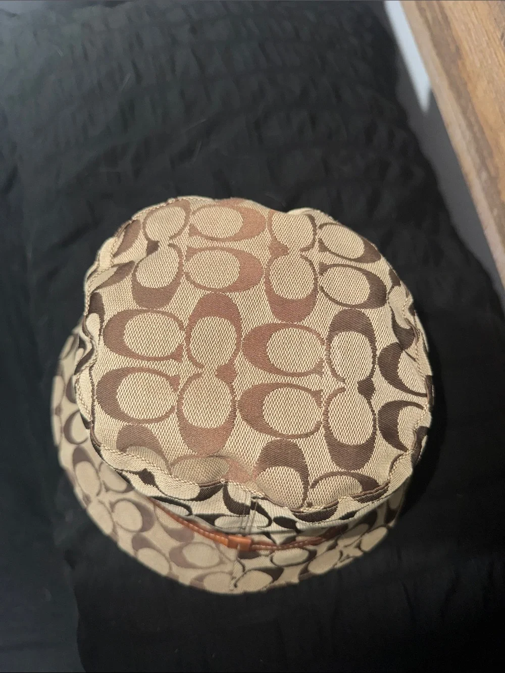 Coach Signature Monogram Bucket Hat in Brown and Tan